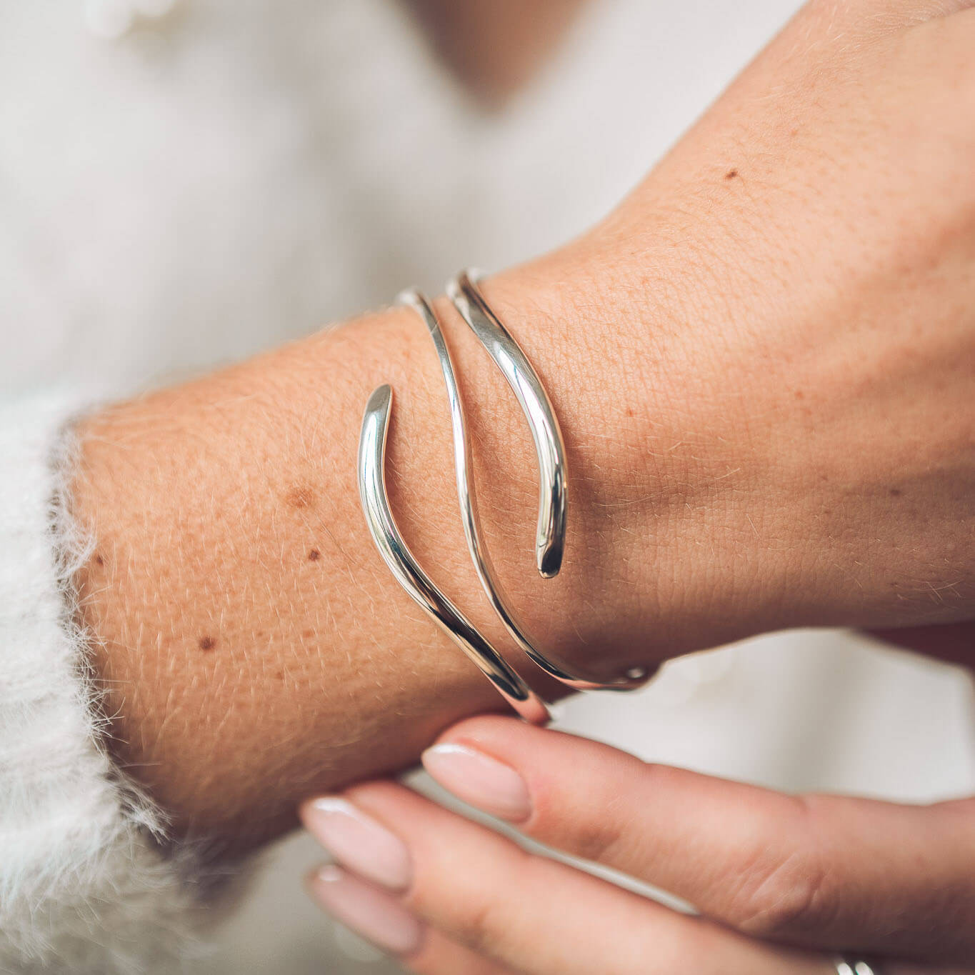 Gracie Silver Cuff Bangle