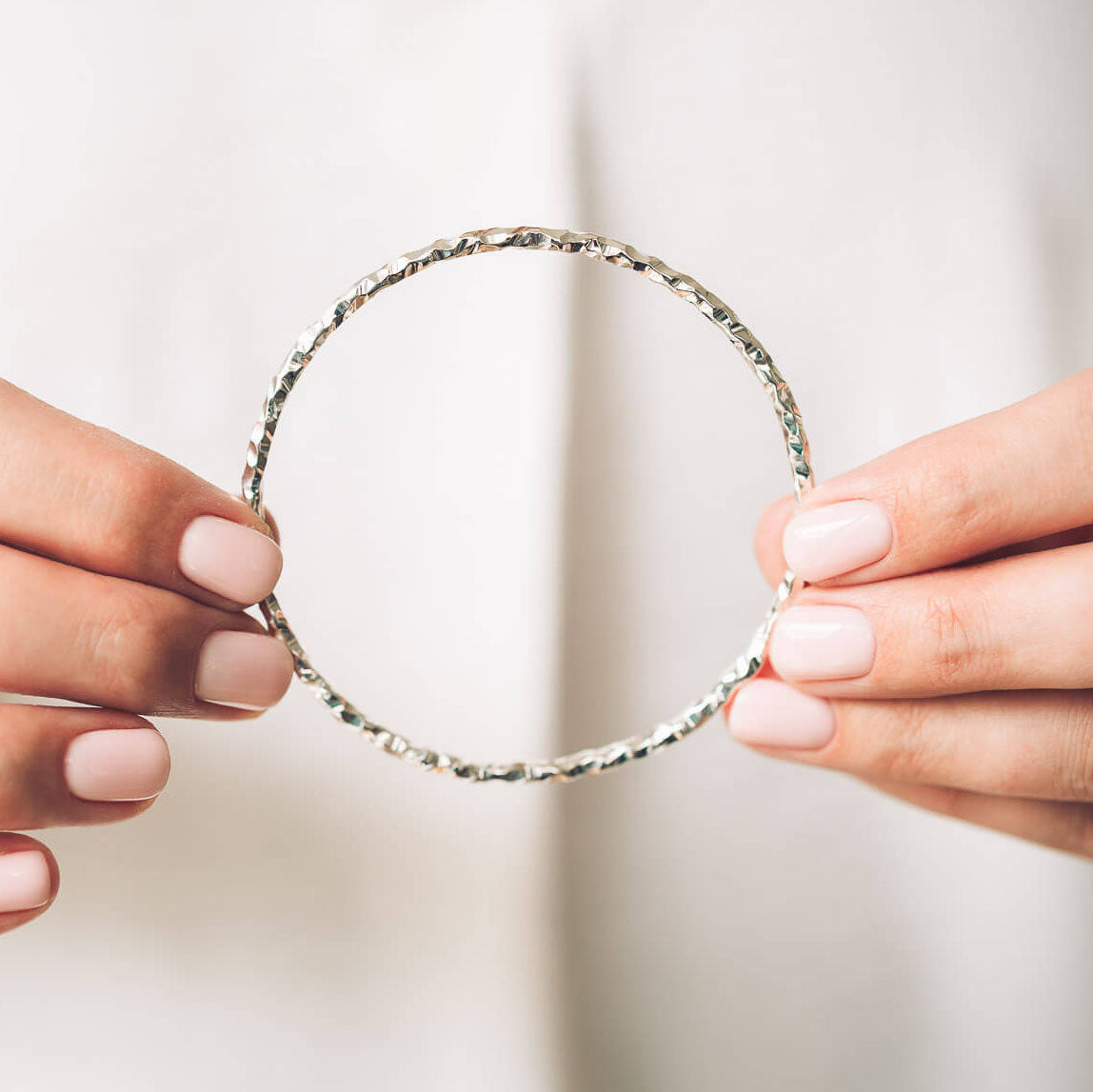 Heavy Chopped Silver Bangle