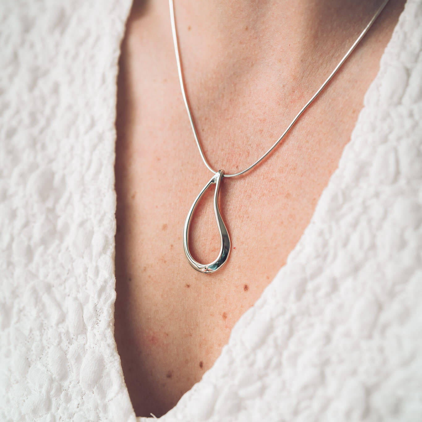 April Silver Teardrop Necklace - Handmade Jewellery