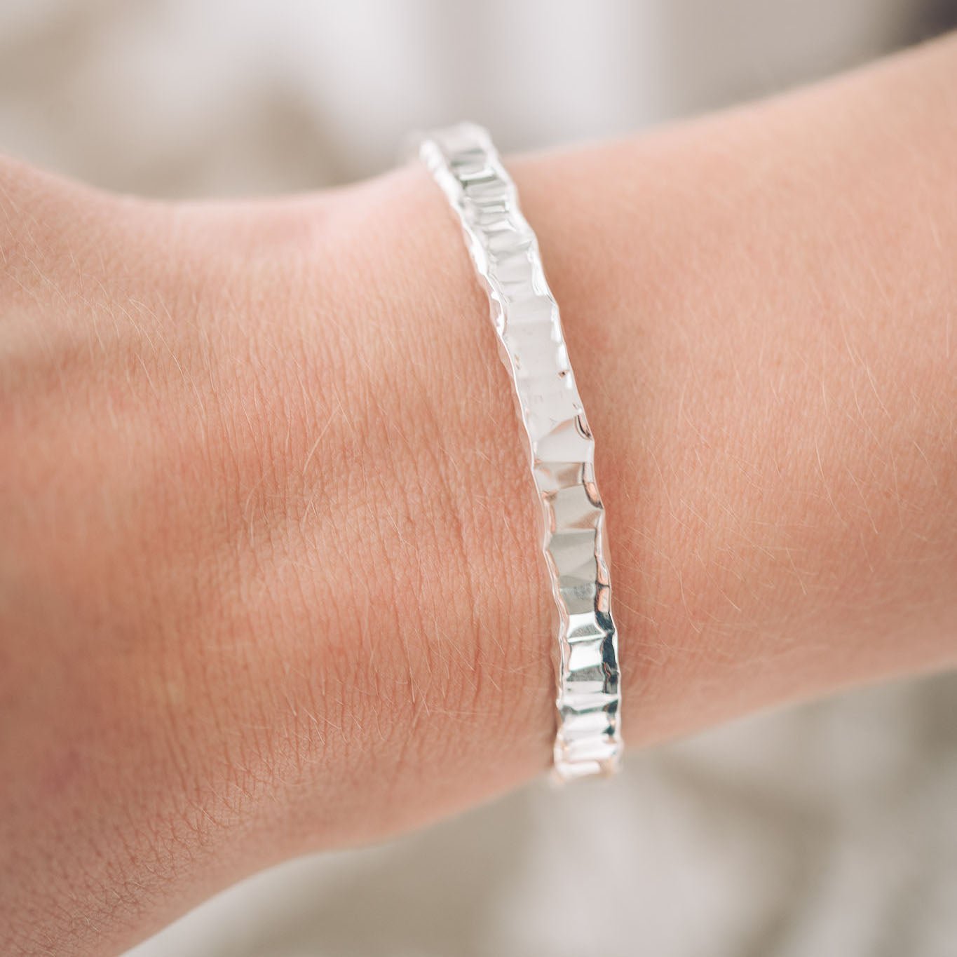 Tabby Silver Cuff Bangle - Bangles