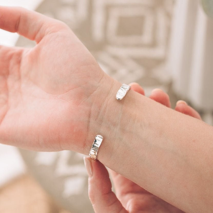 Tabby Silver Cuff Bangle - Bangles
