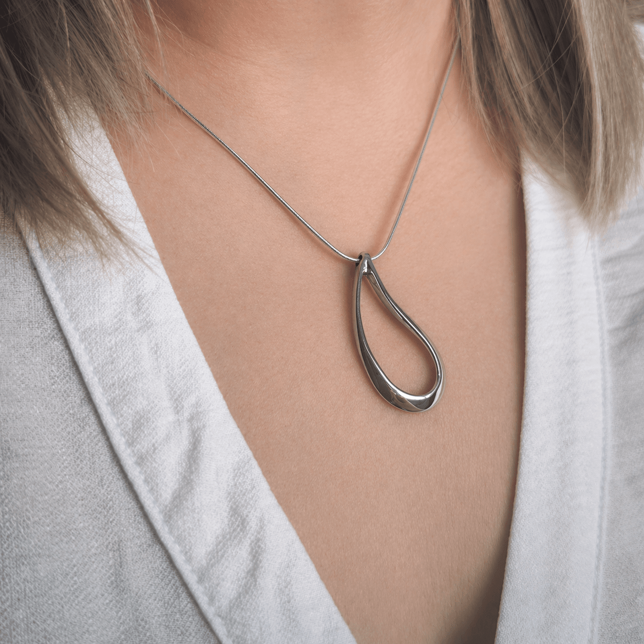April Silver Teardrop Necklace - Handmade Jewellery