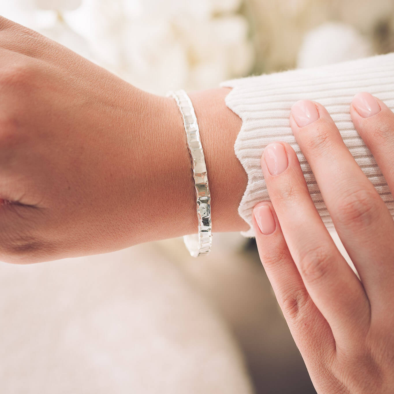 Tabby Silver Bangle