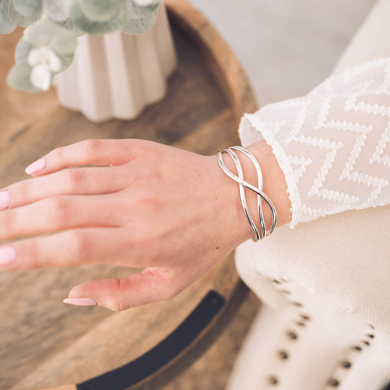 Willow Silver Cuff Bangle - Bangles