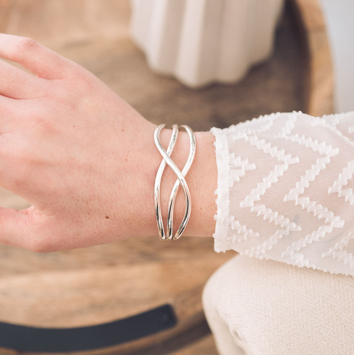 Willow Silver Cuff Bangle - Bangles