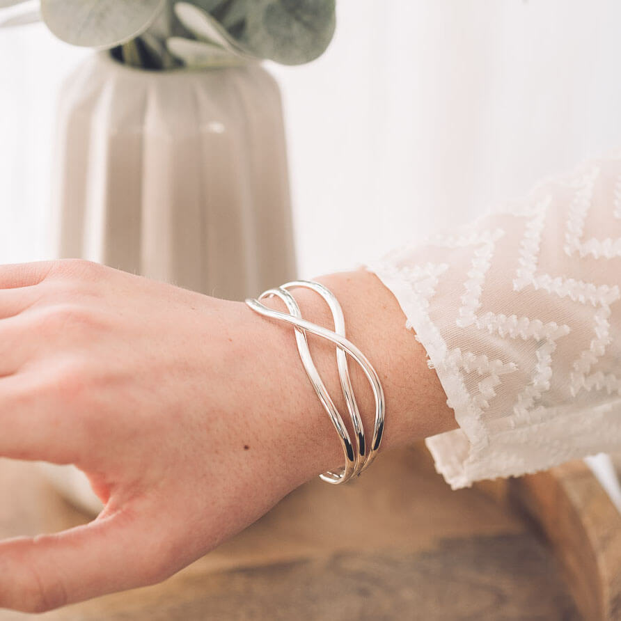 Willow Silver Cuff Bangle - Bangles