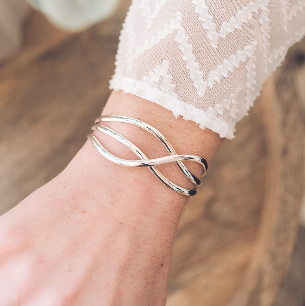 Willow Silver Cuff Bangle - Bangles
