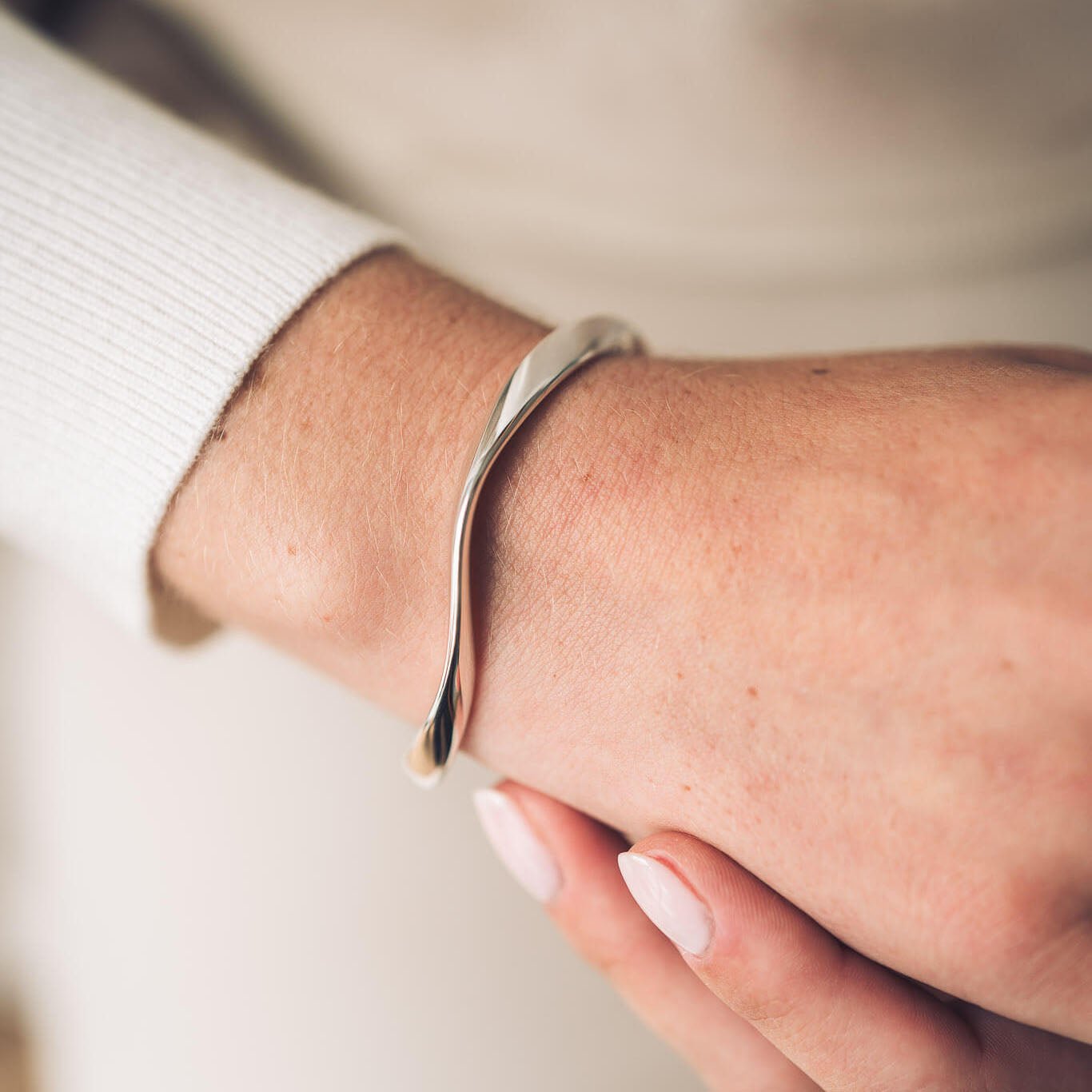 Molly Silver Cuff Bangle - Handmade Jewellery