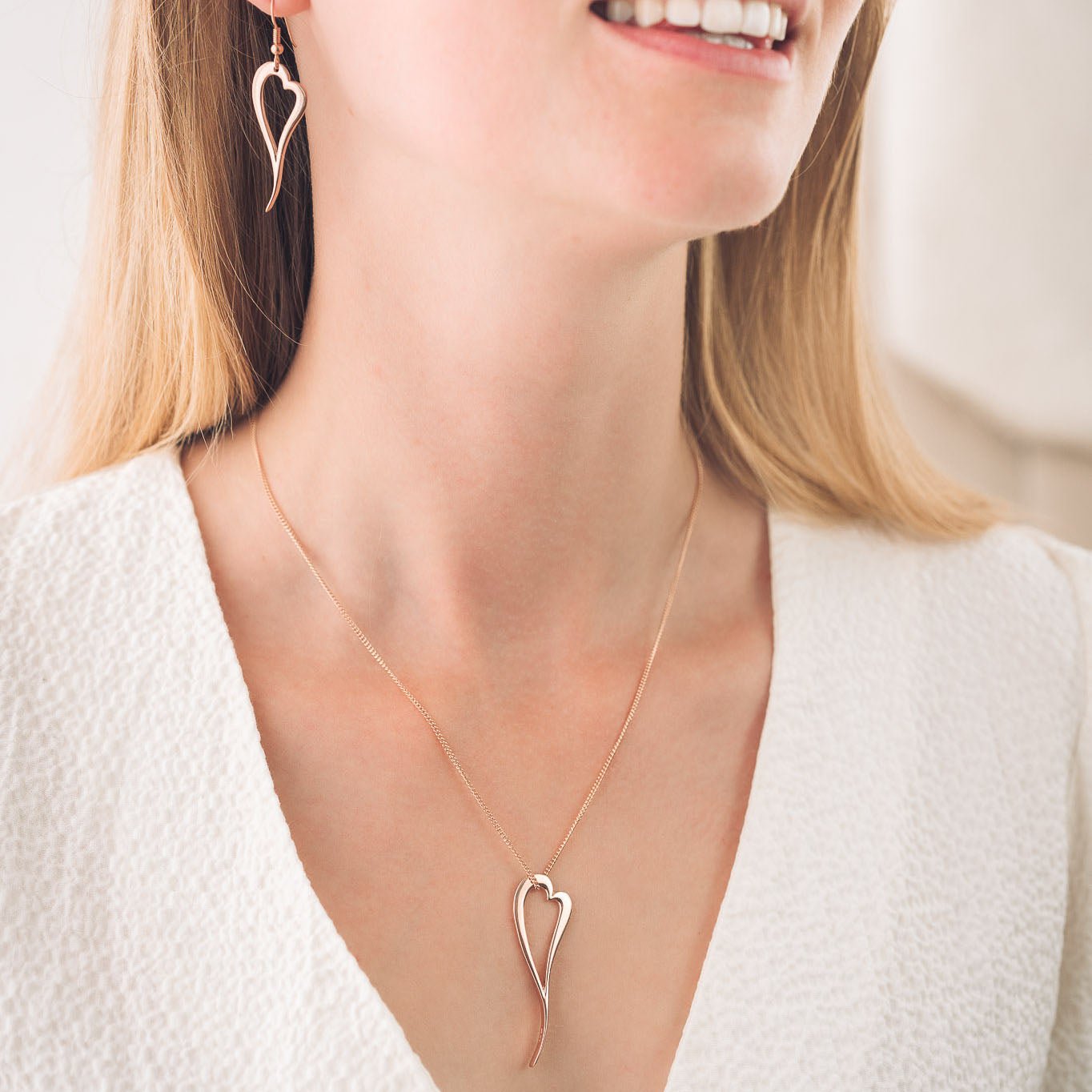 Zoe 9ct Rose Gold Heart Pendant Necklace - Pendants