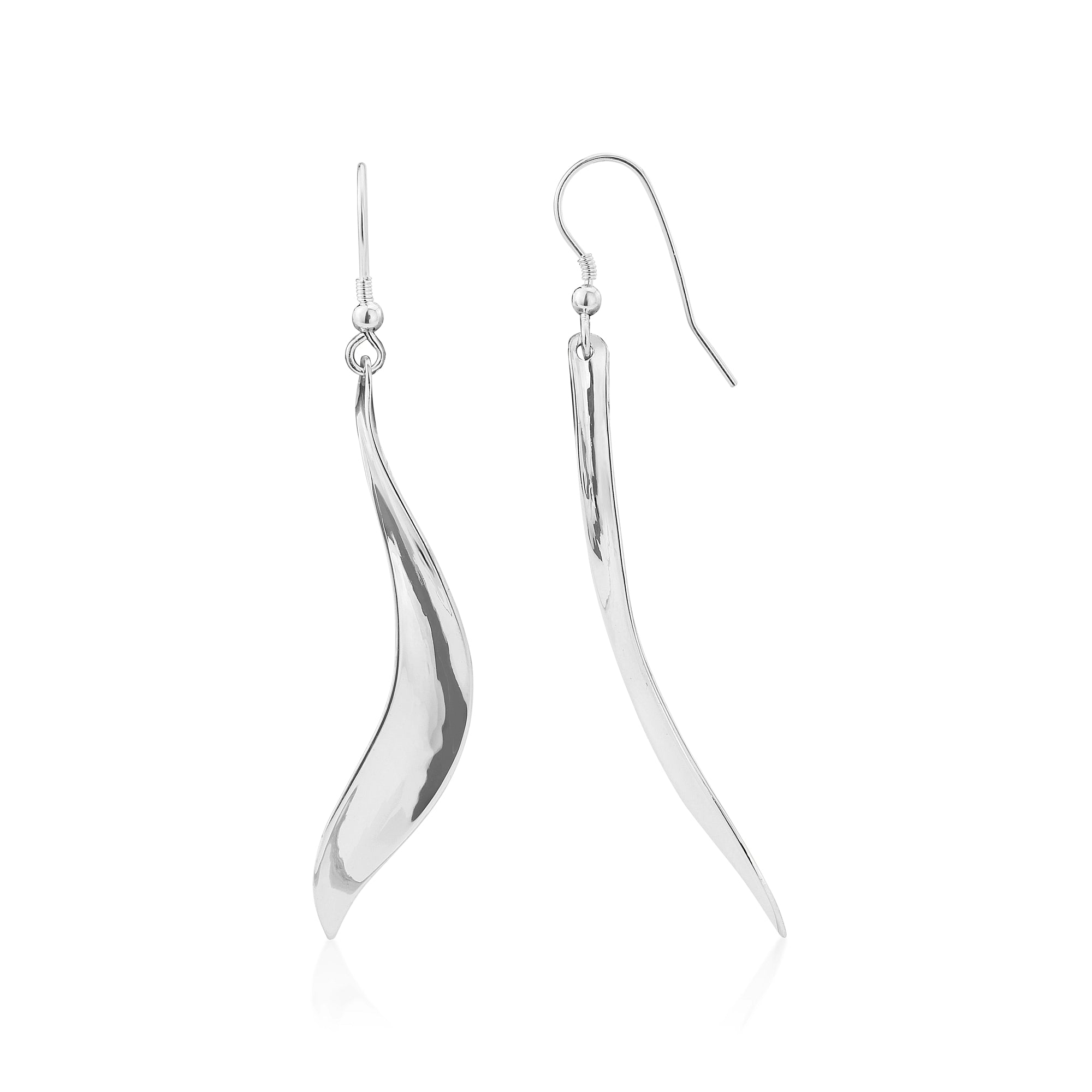 Handmade Silver Hammered Petal Drop Earrings
