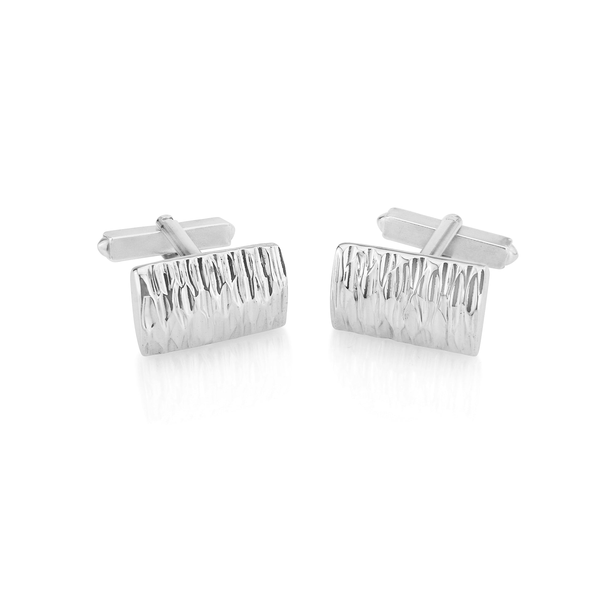 Outlet 6mm Hammered Silver Cufflinks