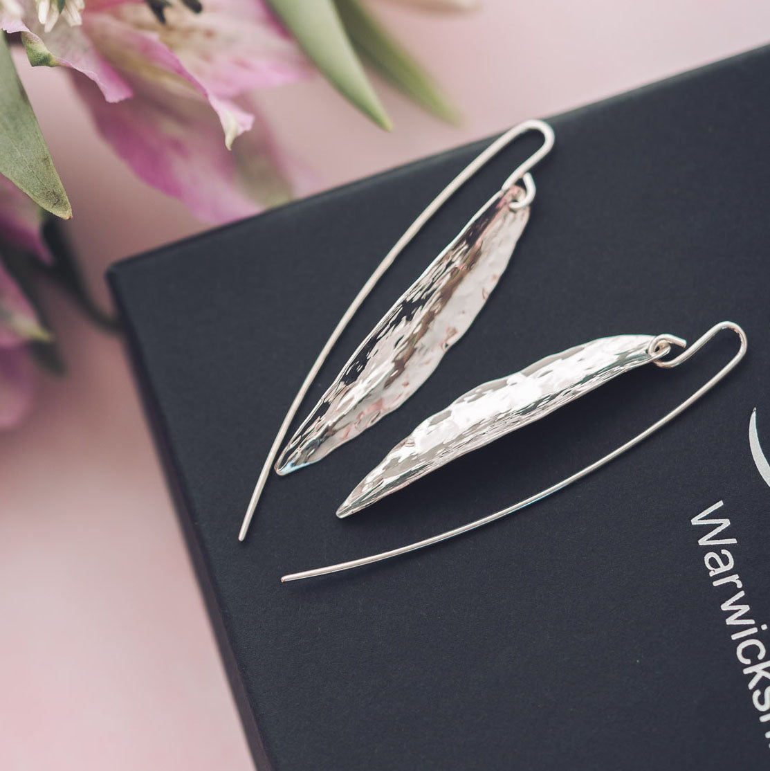 Handmade Delicate Silver Leaf Inspired Earrings