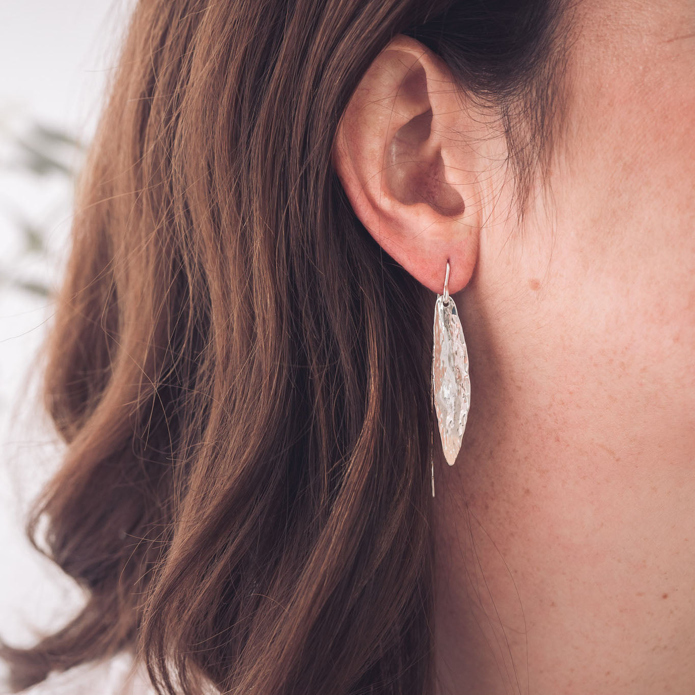 Handmade Delicate Silver Leaf Inspired Earrings