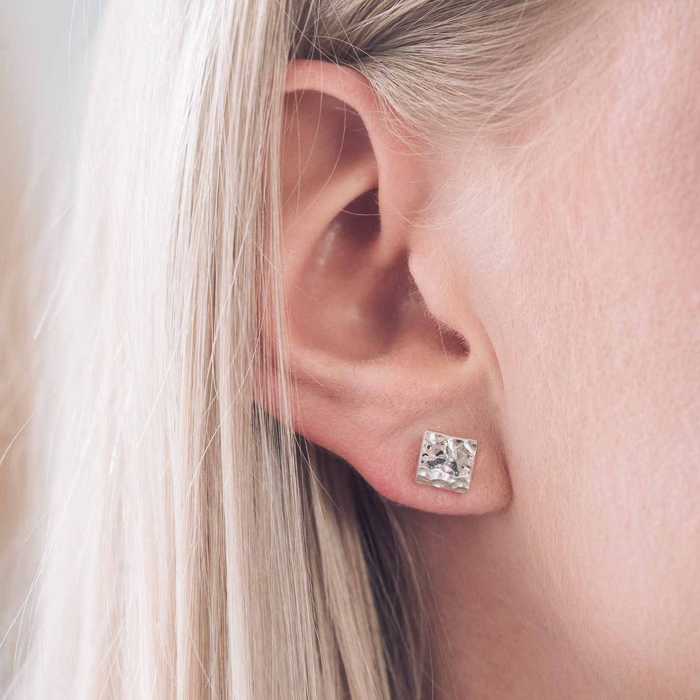 Handmade dimpled texture silver studs