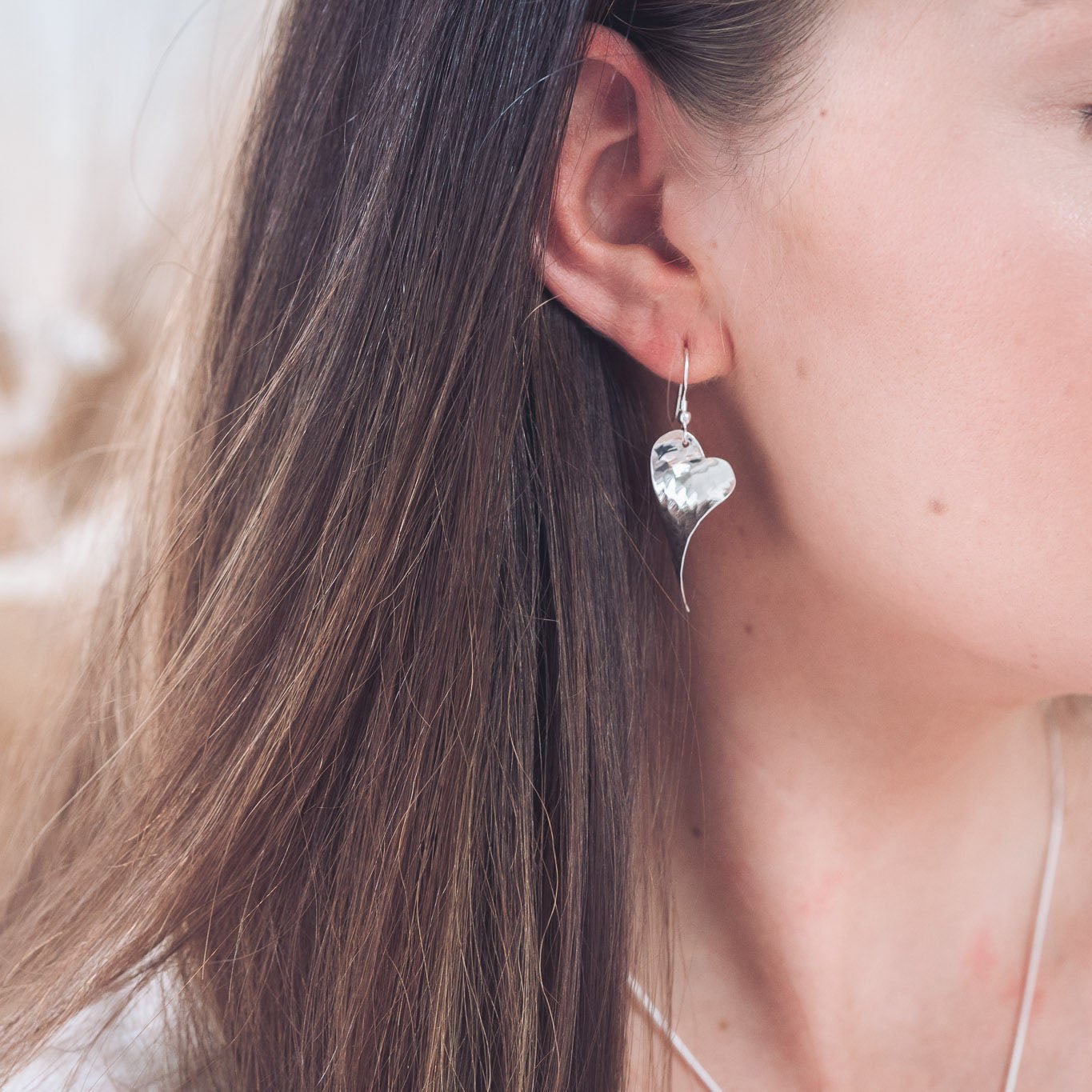 Curled Silver Heart Earrings - Earrings