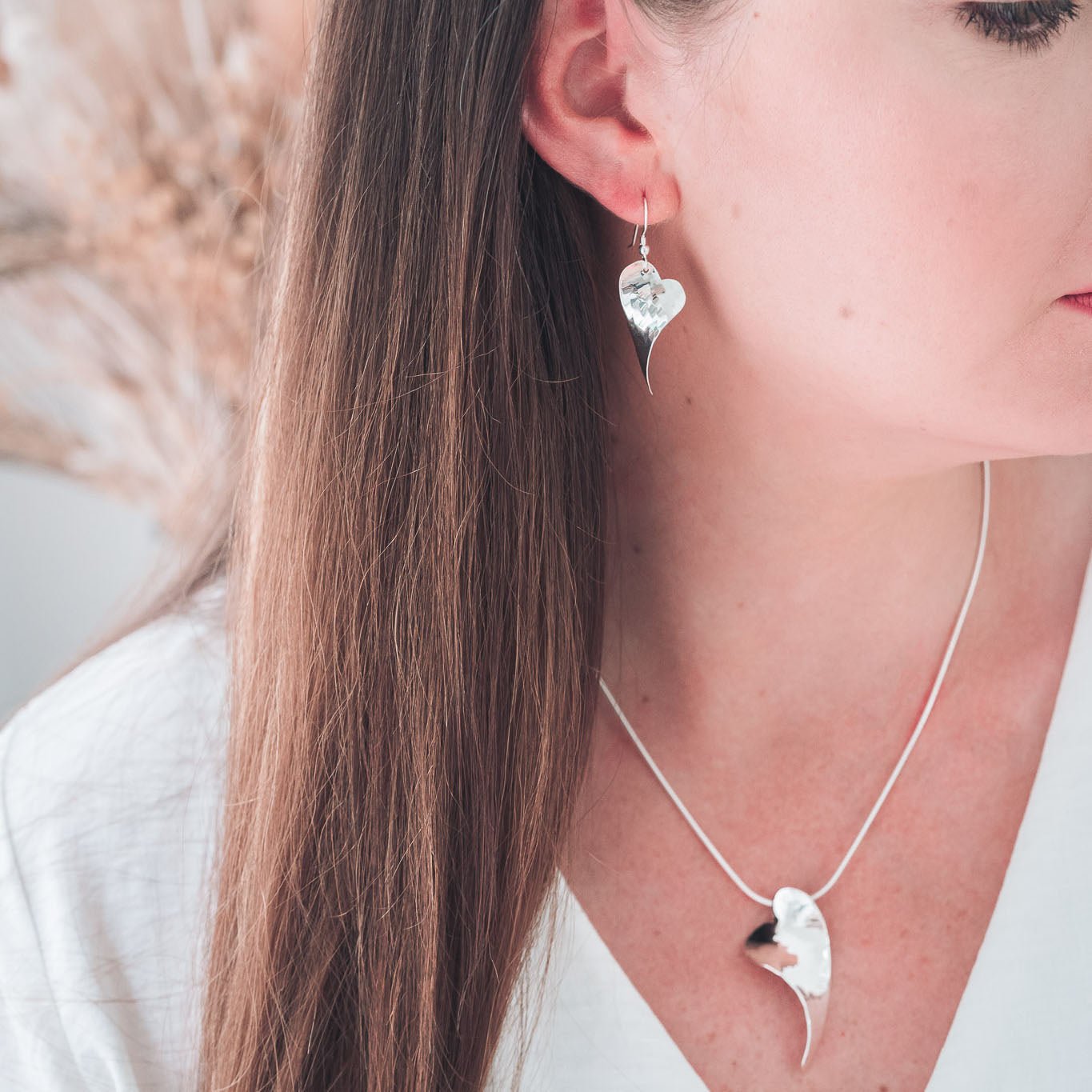 Curled Silver Heart Earrings - Earrings