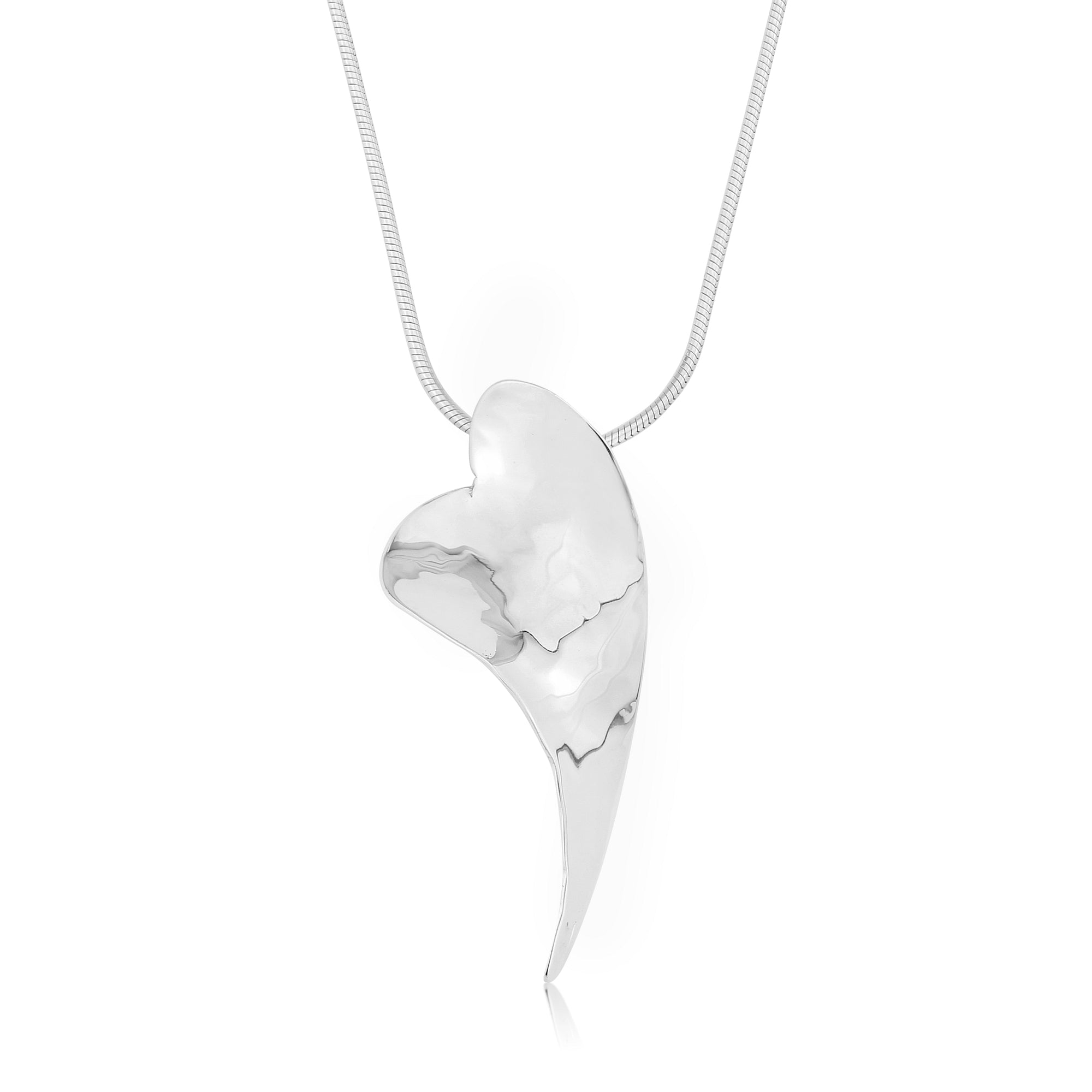 Curled Silver Heart Pendant Necklace - Pendants