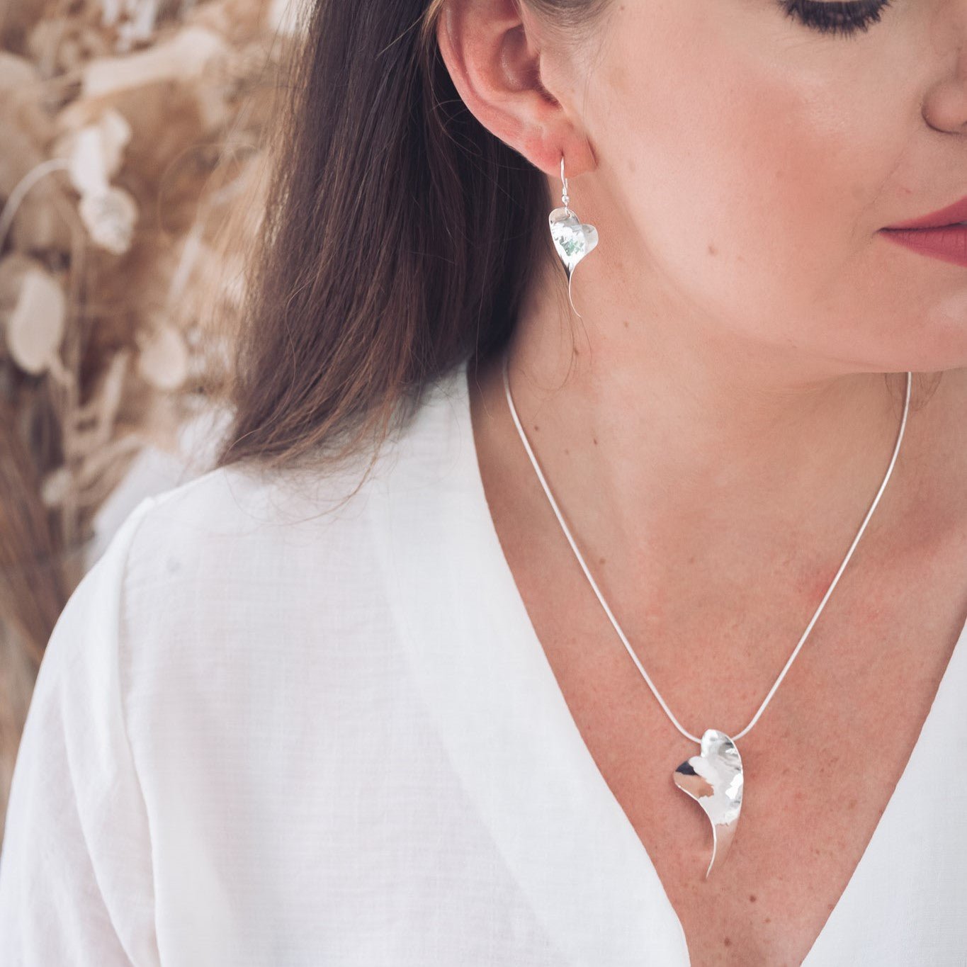Curled Silver Heart Pendant Necklace - Pendants