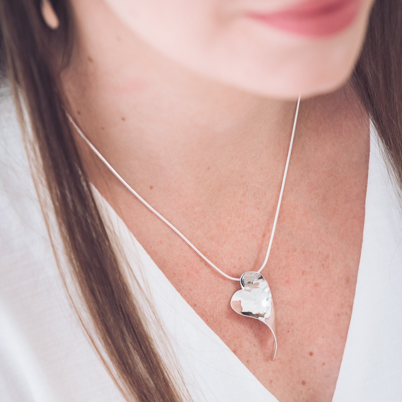 Curled Silver Heart Pendant Necklace - Pendants