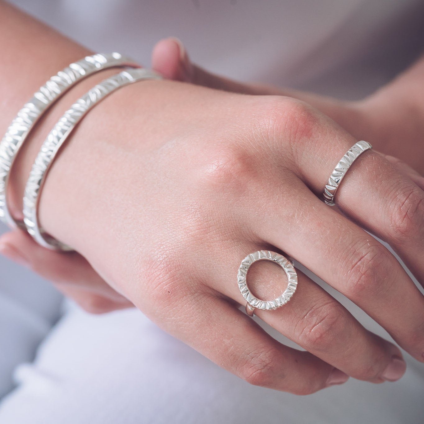 Elena Silver Bangle - Bangles