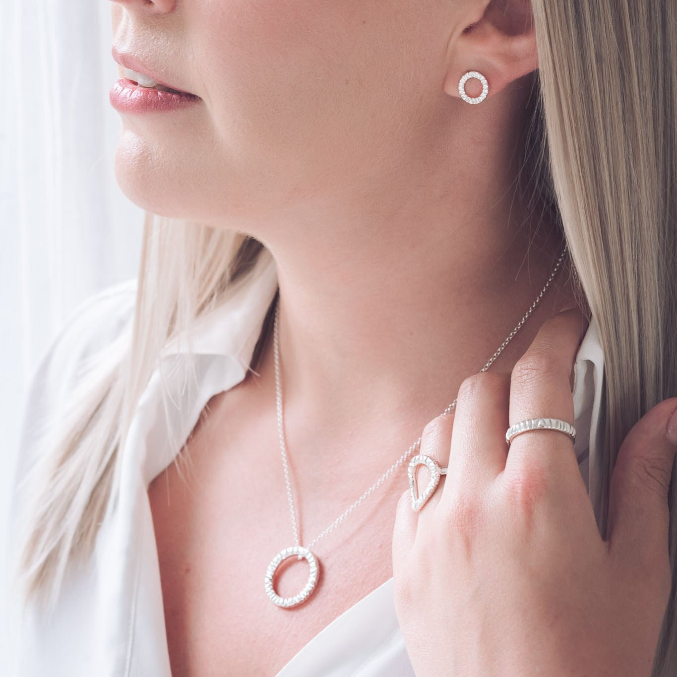 Elena Silver Circle Pendant Necklace - Pendants
