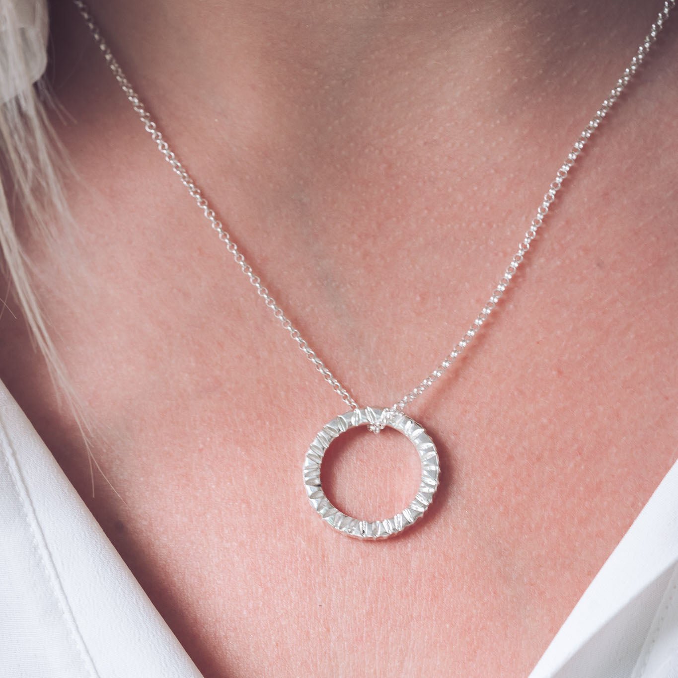 Elena Silver Circle Pendant Necklace - Pendants