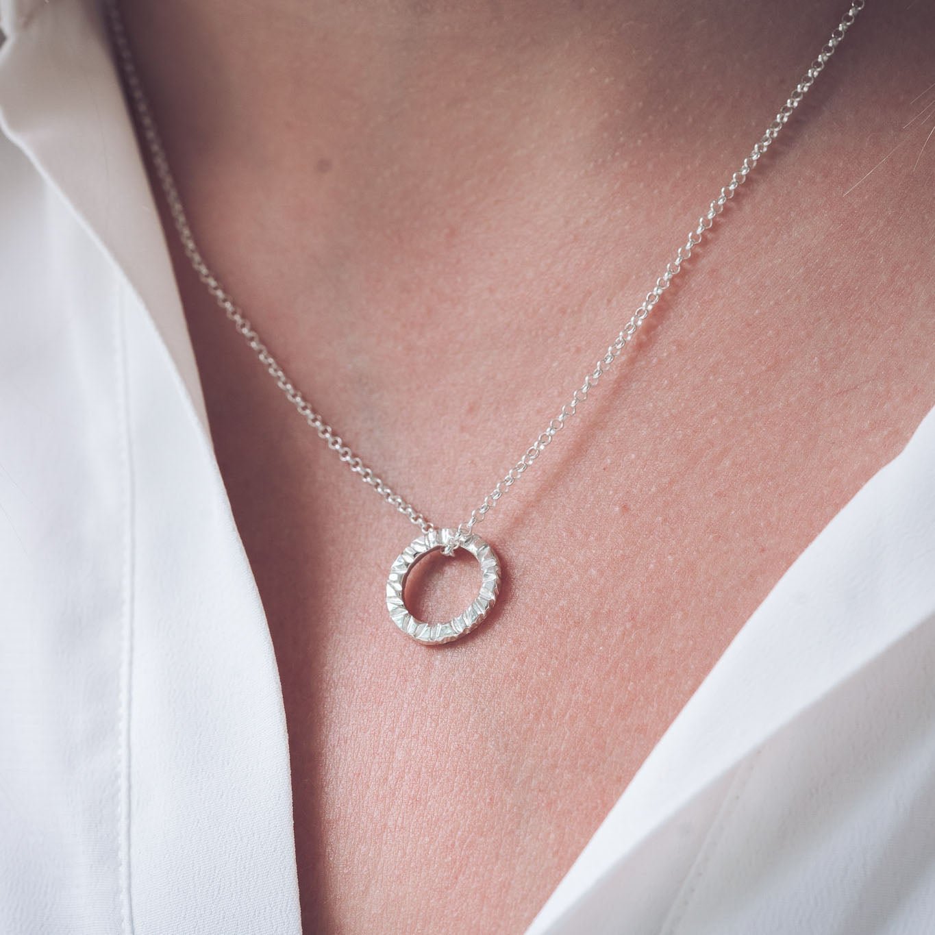Elena Silver Circle Pendant Necklace - Pendants