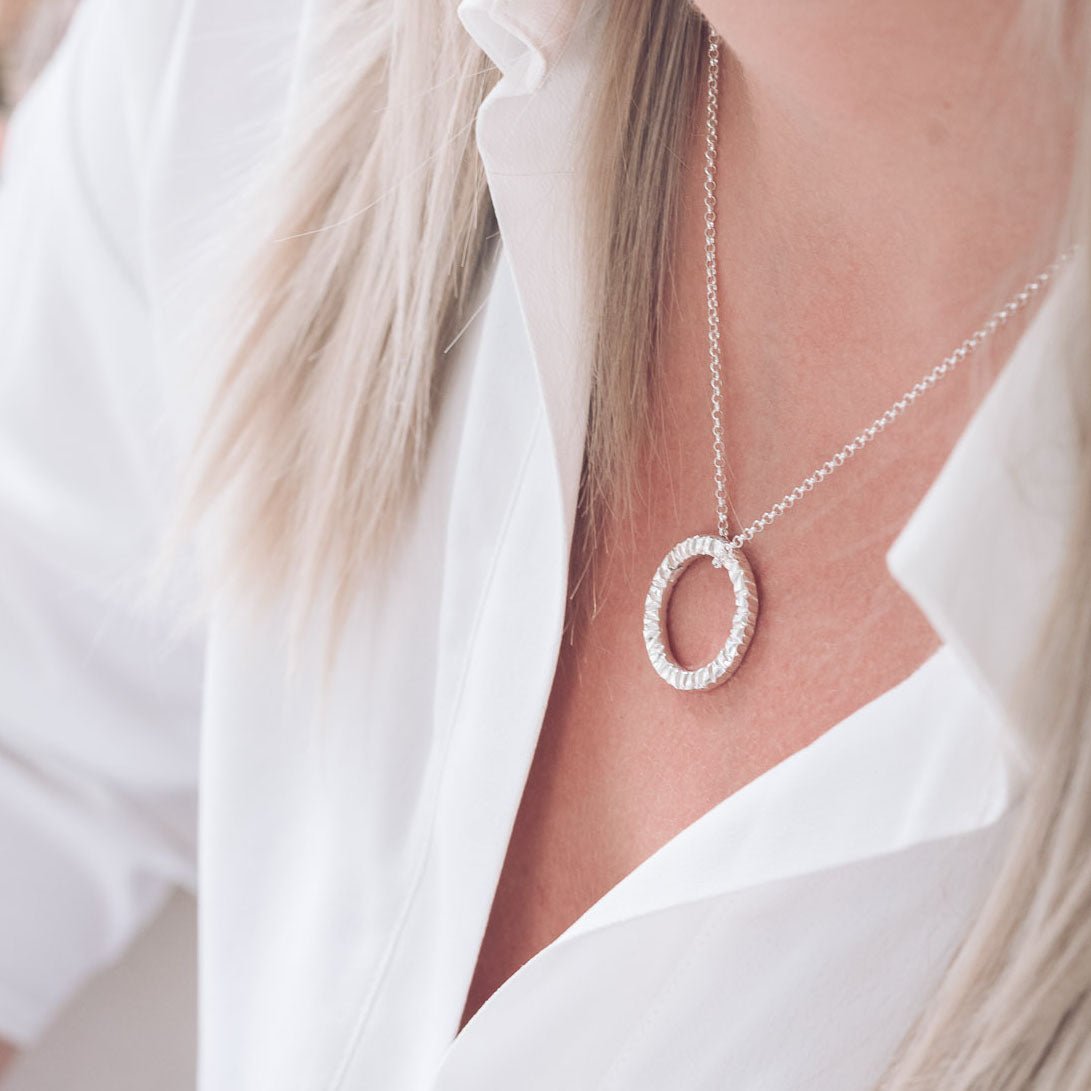 Elena Silver Circle Pendant Necklace - Pendants