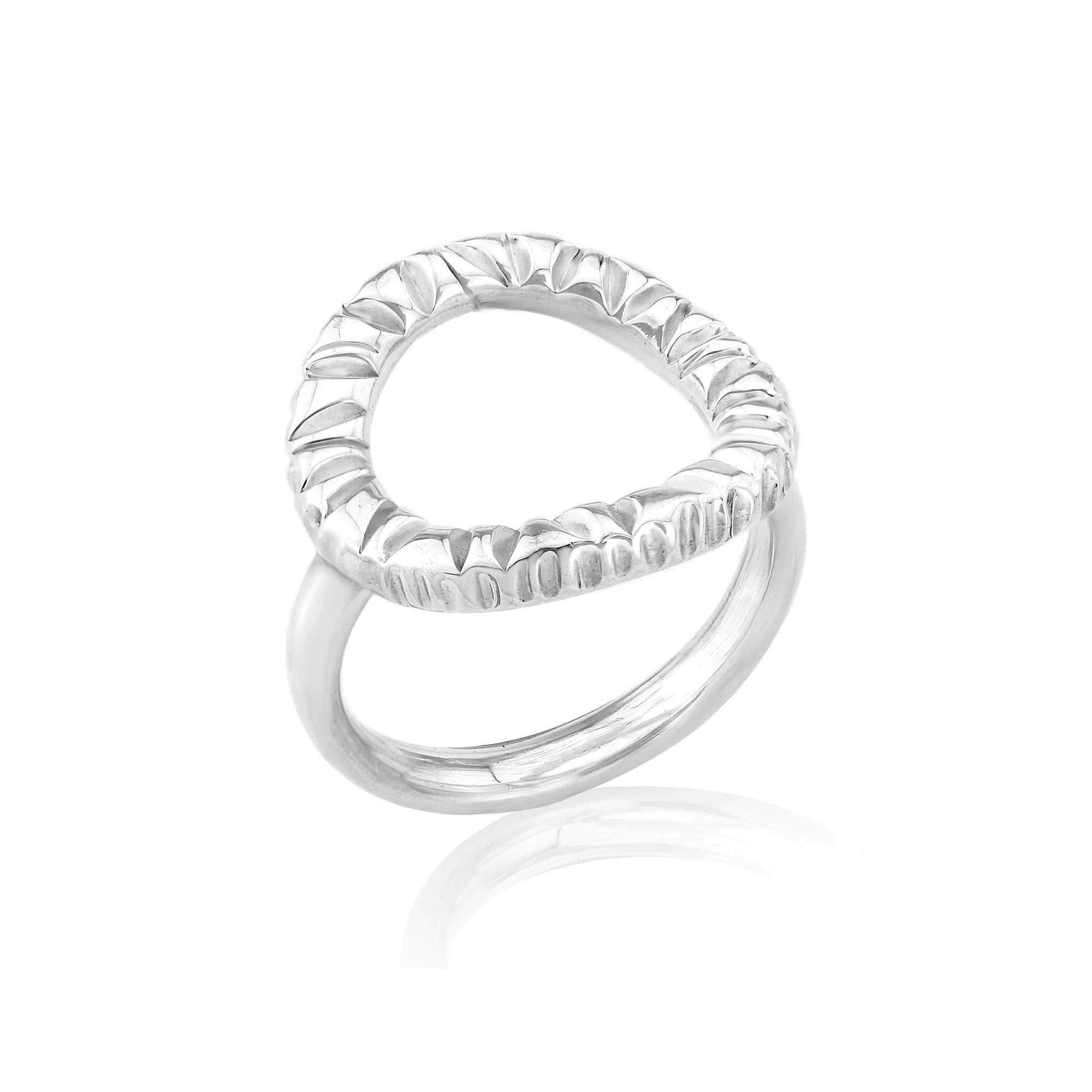 Handcrafted Silver Textured Halo Ring