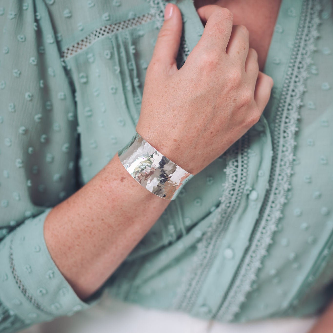 Elizabeth Silver Cuff Bangle - Bangles