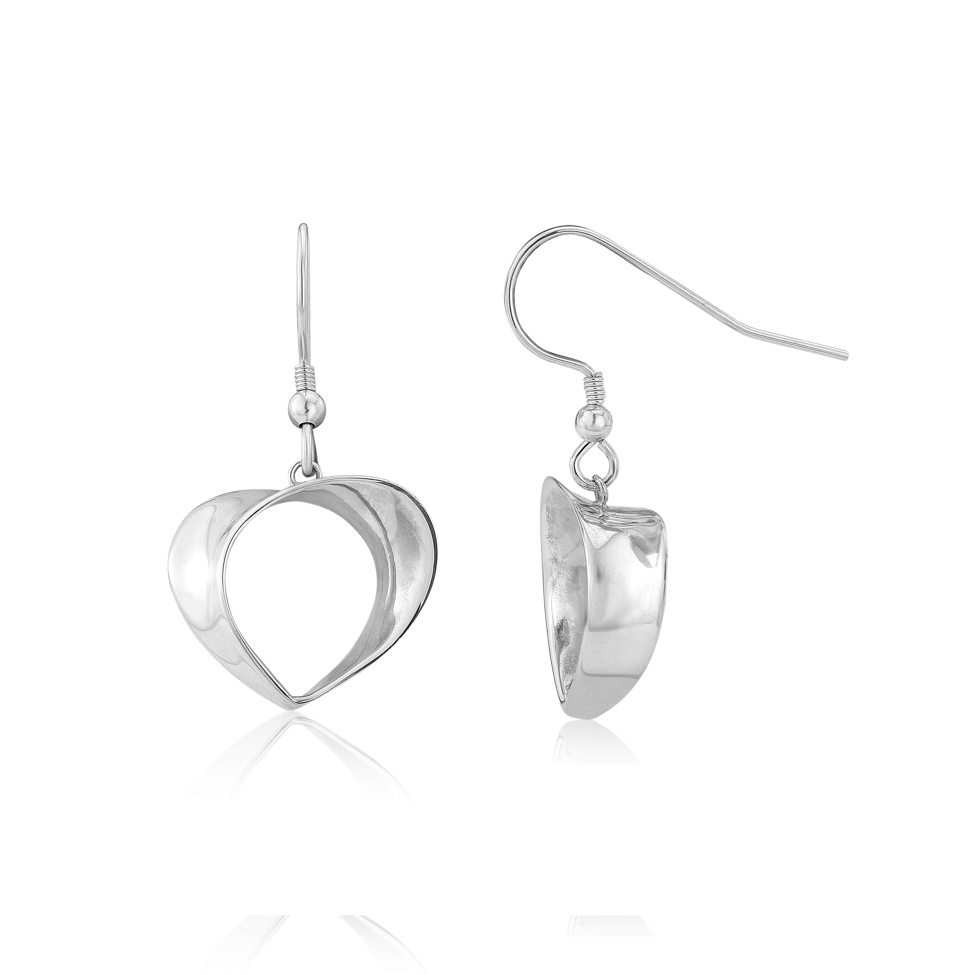 Handcrafted Silver Heart Drop Earrings