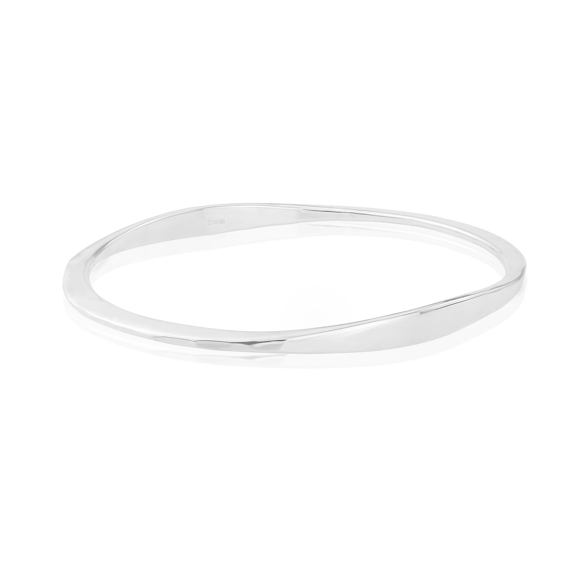 Solid Silver Flattened Edge Bangle