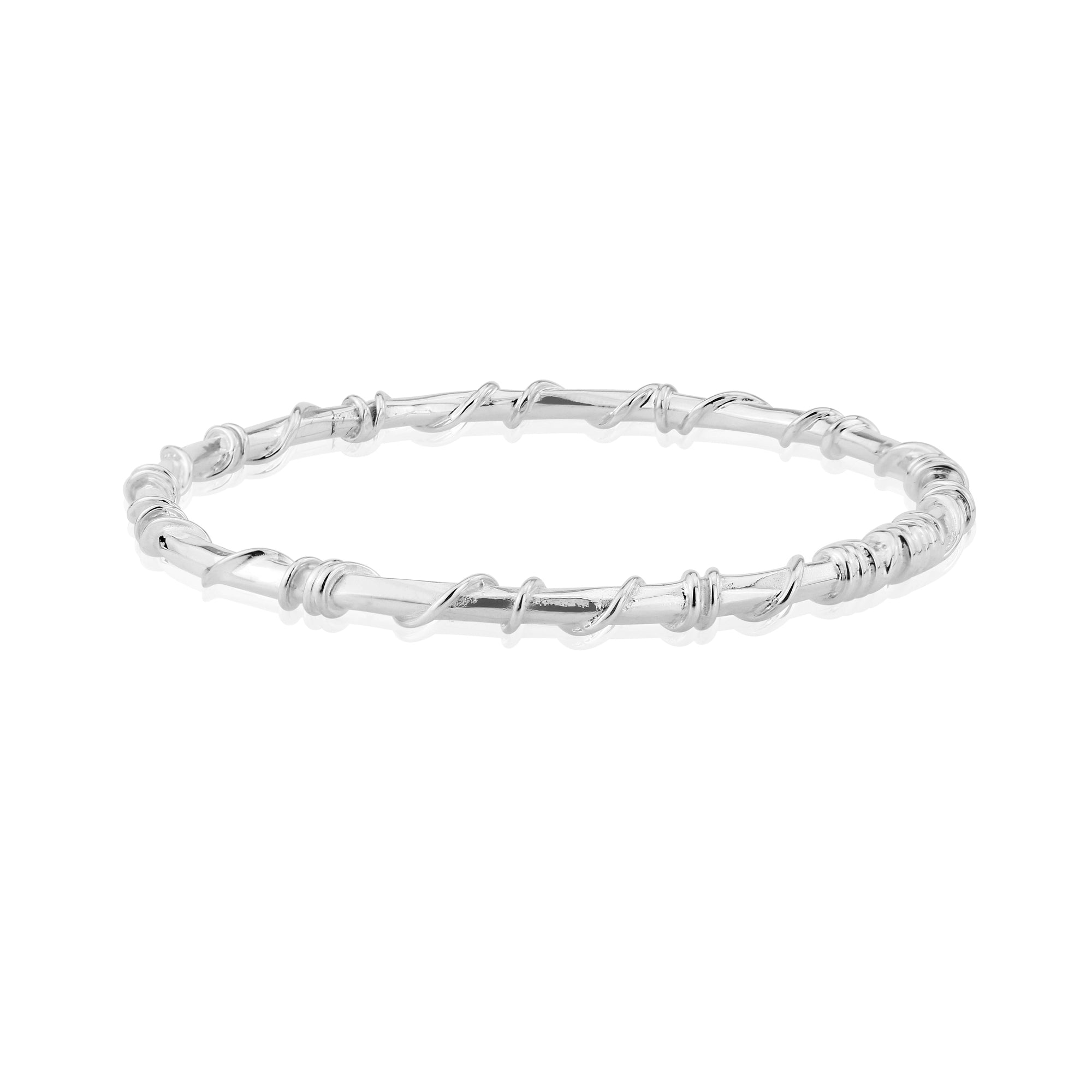 Handcrafted Silver Ivy Bangle wrapped in silver wire