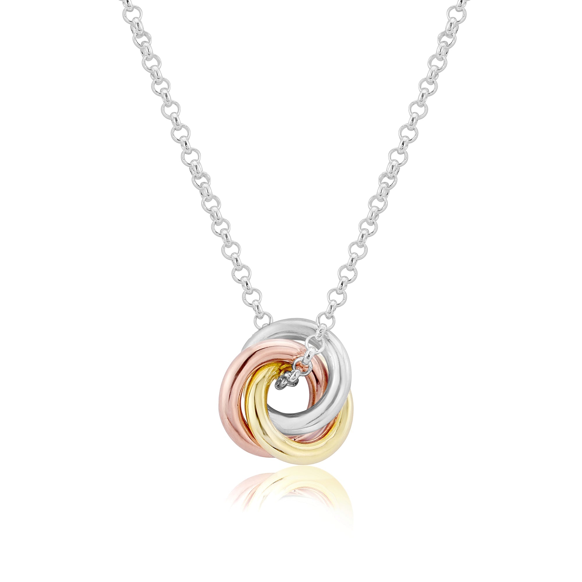 Handmade 9ct Yellow Gold, Rose Gold and Silver Round  Pendant