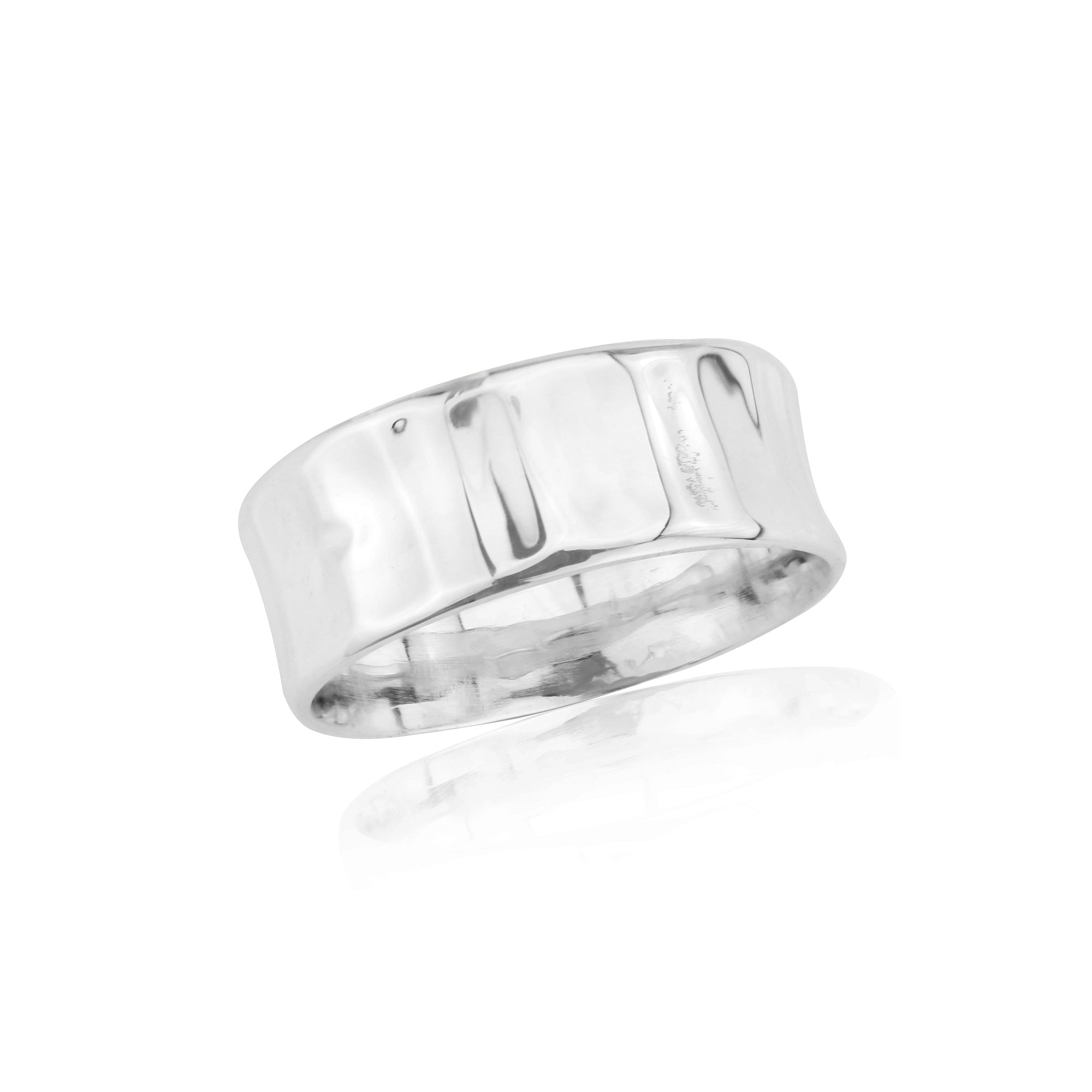 Handmade Silver Hammered Ring 12 mm in Thickness