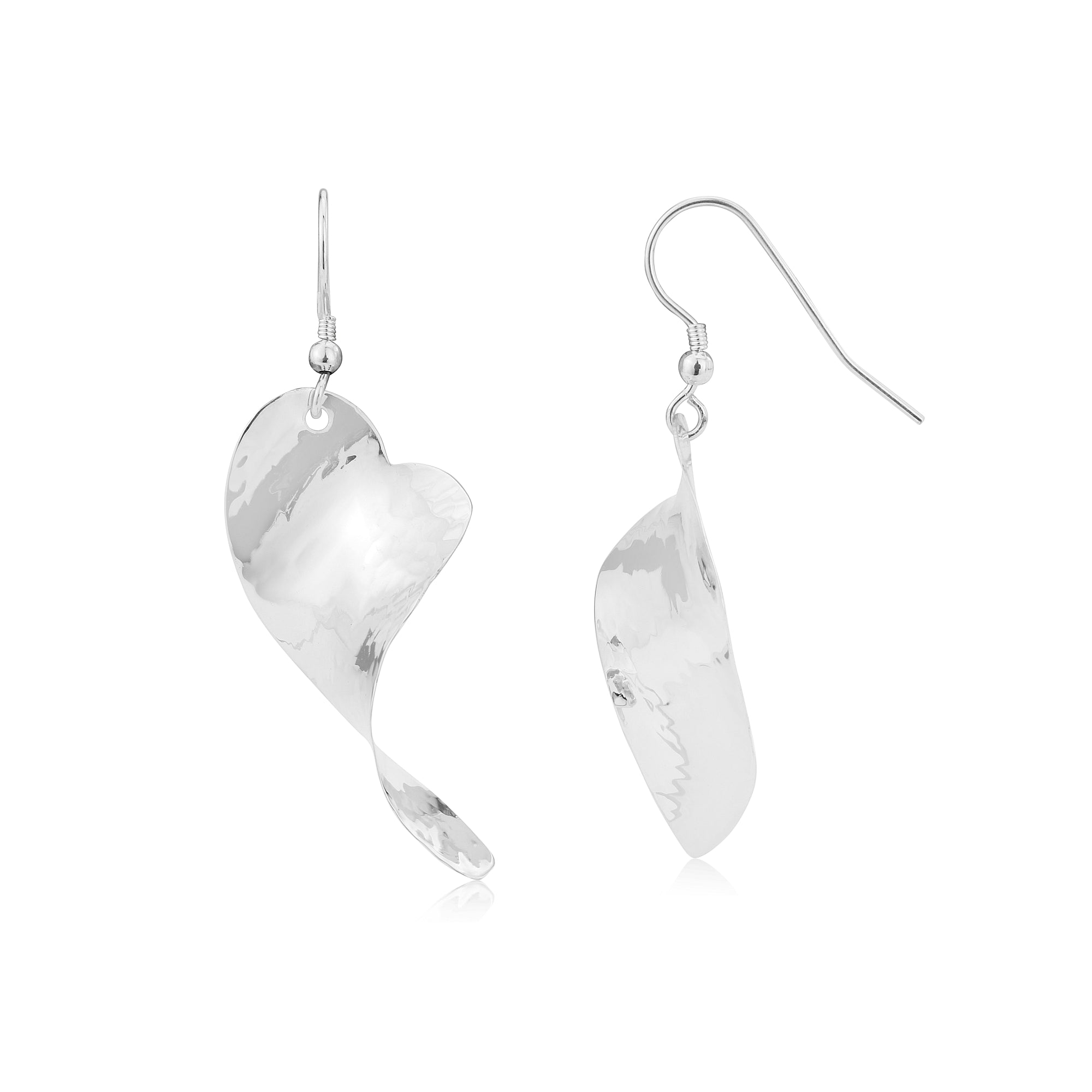 Handmade Silver Twisted Heart Earrings