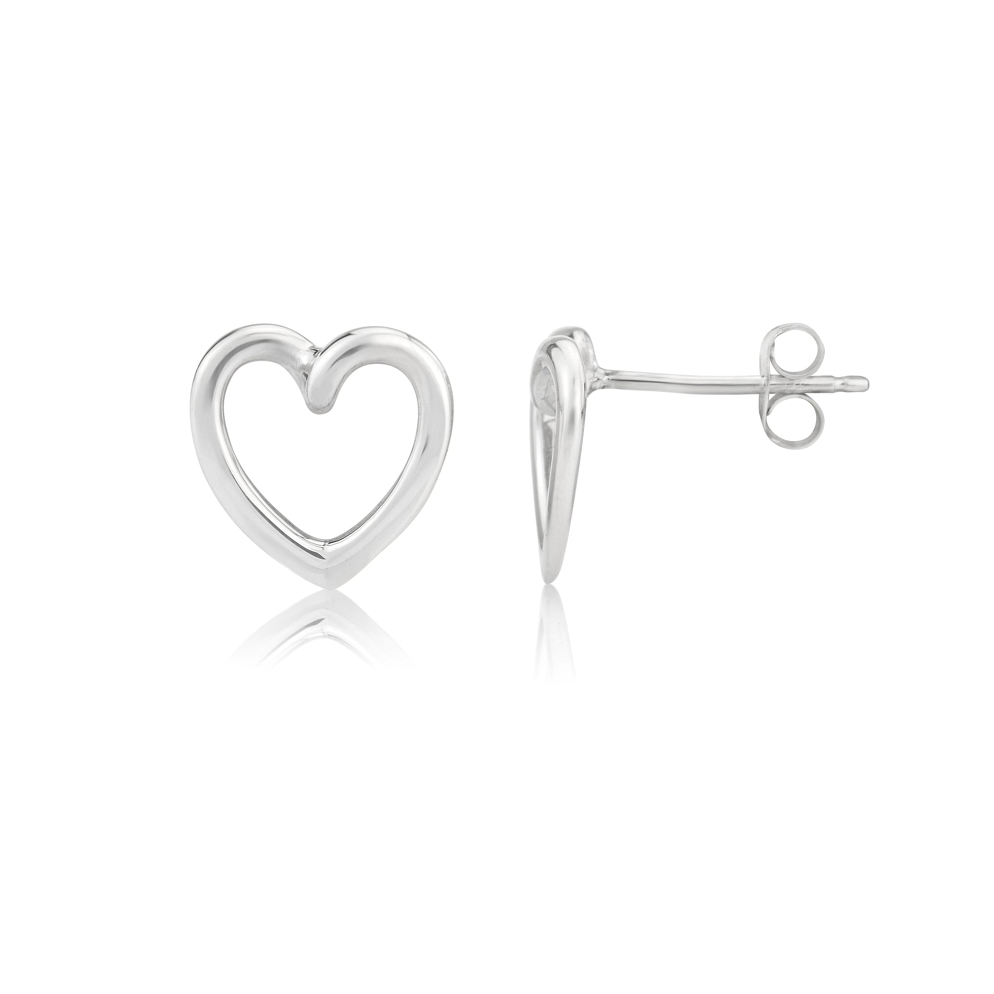 Handcrafted Heart Stud Silver Earrings