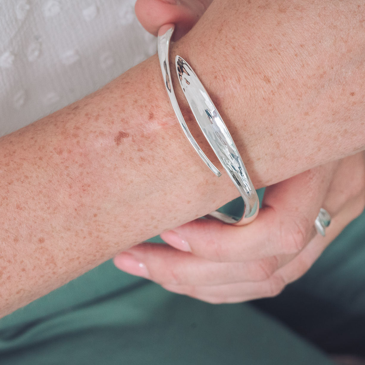 Handmade Silver Leaf Inspired Bangle
