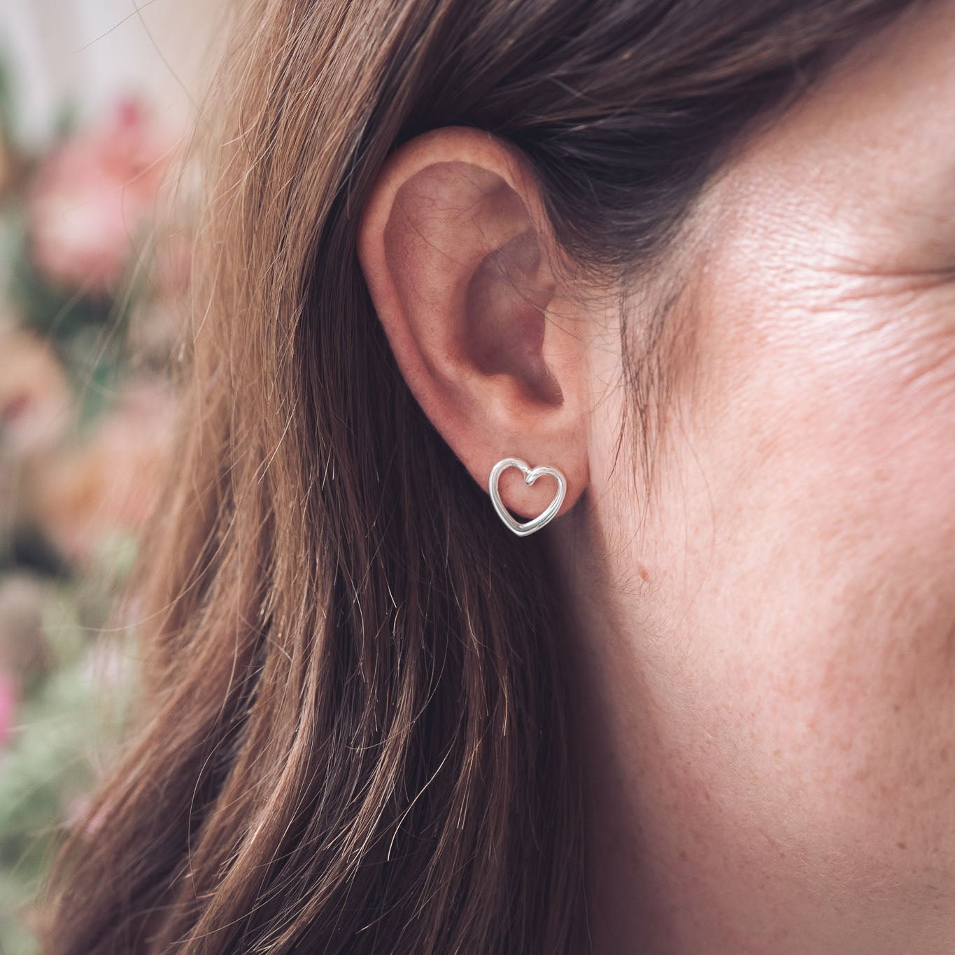 Hannah Heart Silver Stud Earrings - Earrings