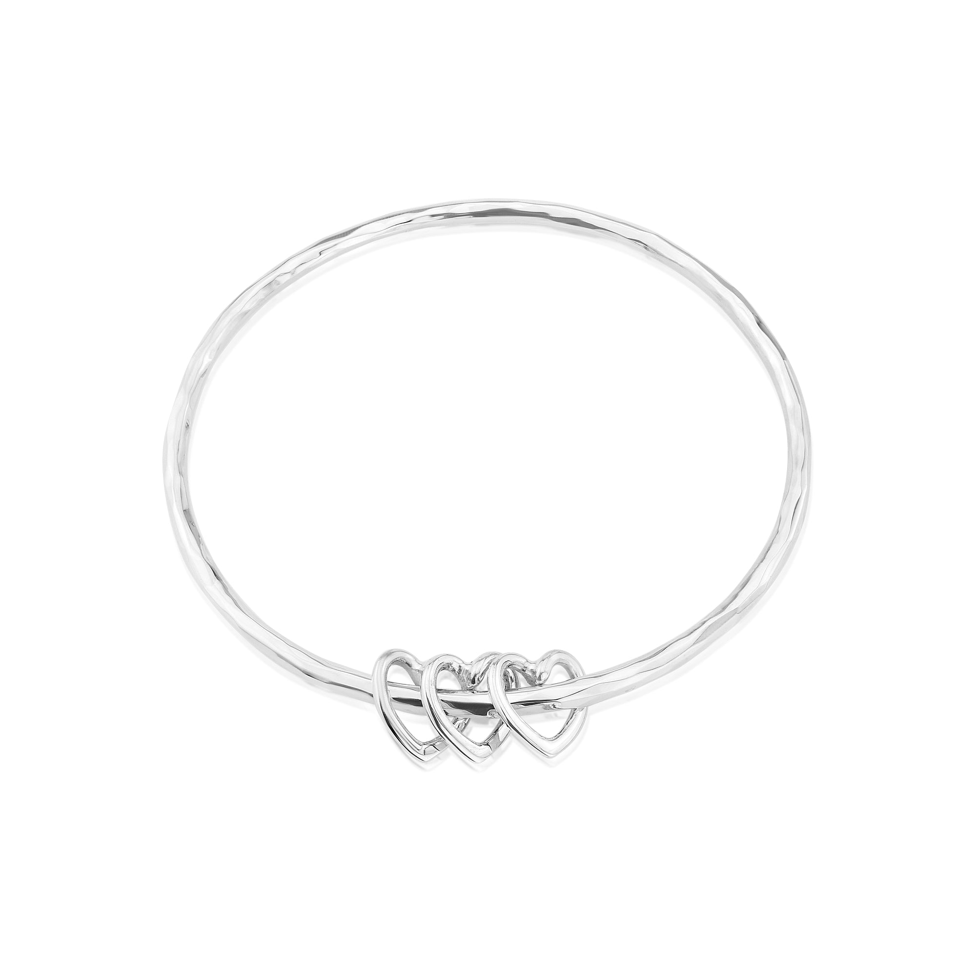 Hannah Silver Heart Bangle - Bangles