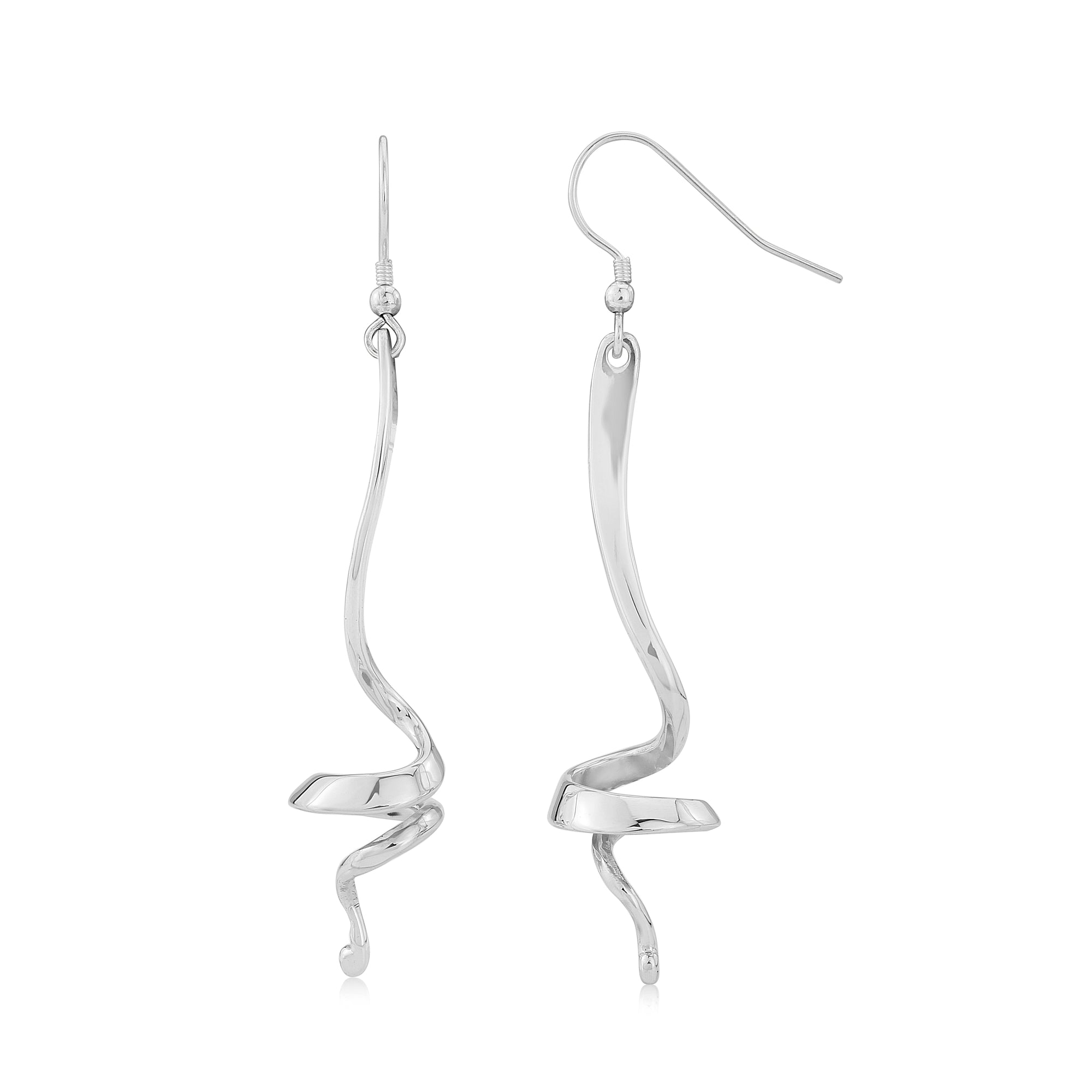 Handcrafted Silver Twist Drop Earrings