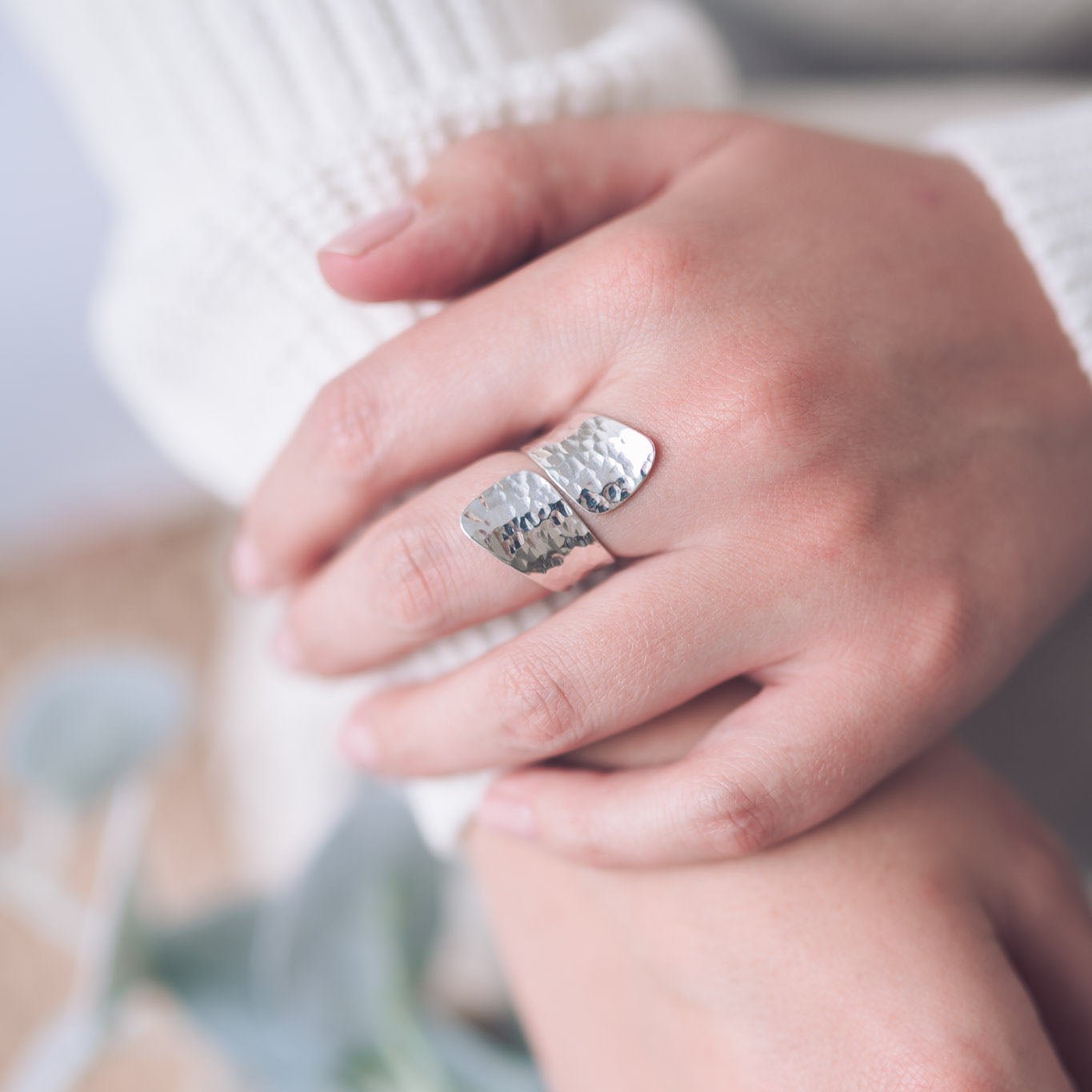 Karen Hammered Silver Ring - Rings