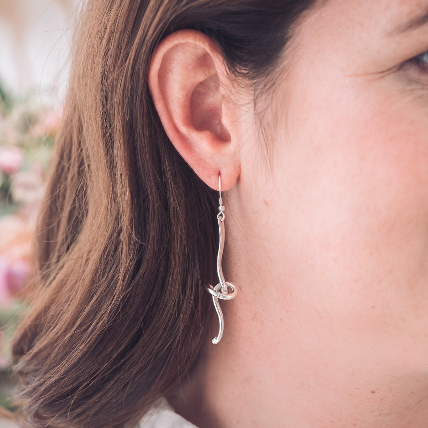 Knot Silver Drop Earrings - Earrings