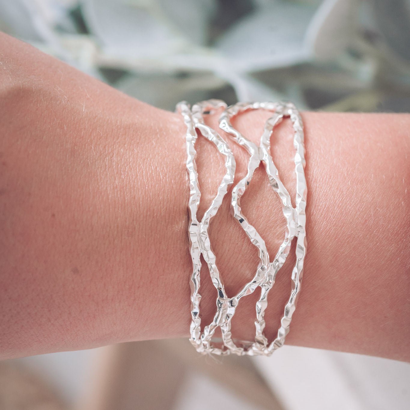 Kylie Silver Cuff Bangle - Bangles