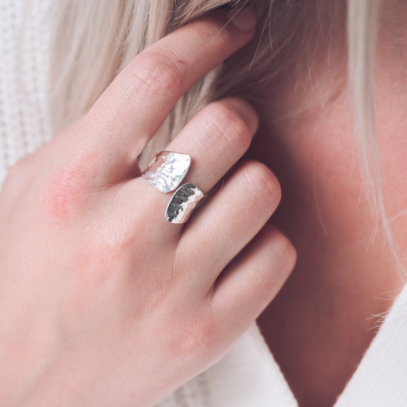 Megan Hammered Silver Ring - Rings