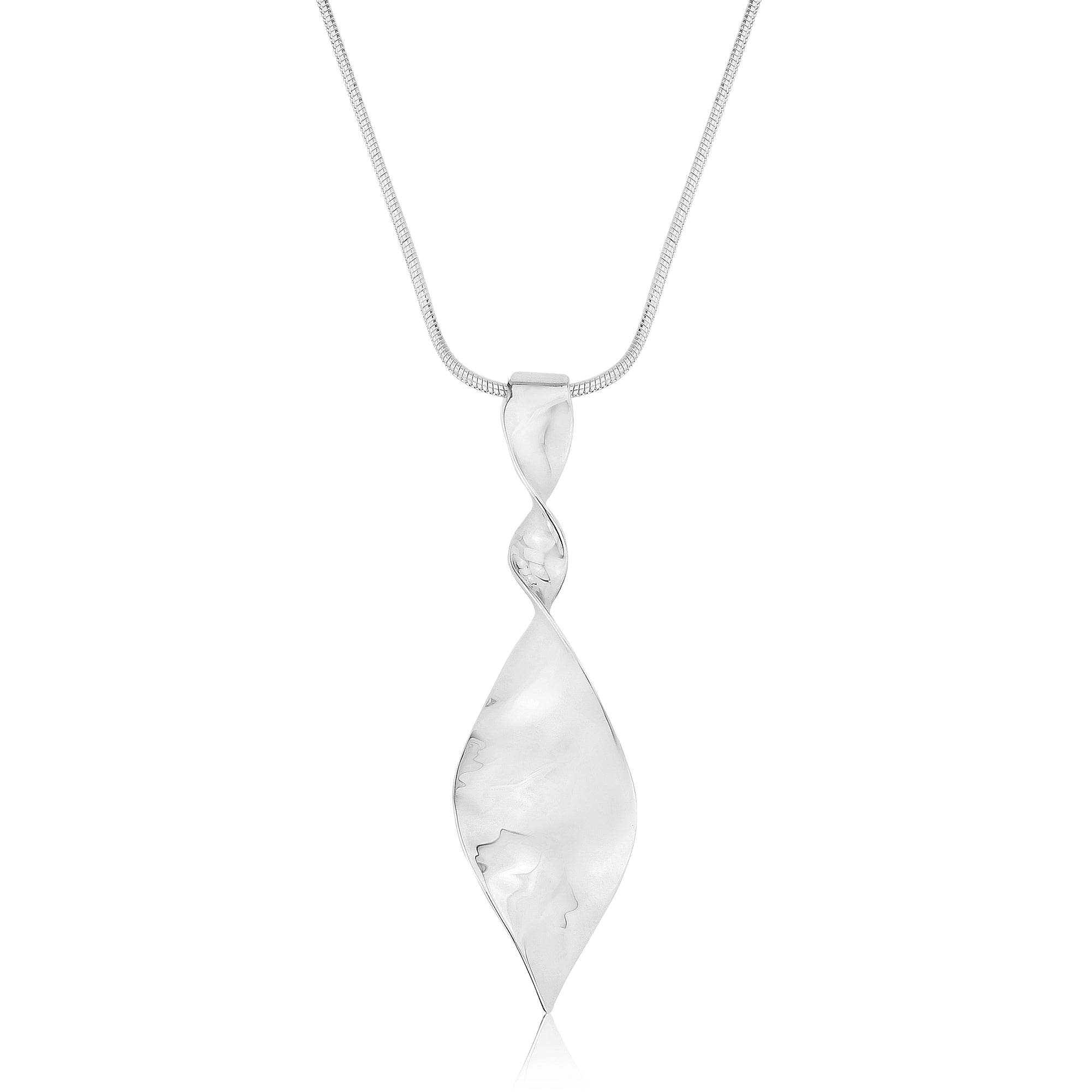 Narrow Twist Silver Pendant Necklace - Pendants