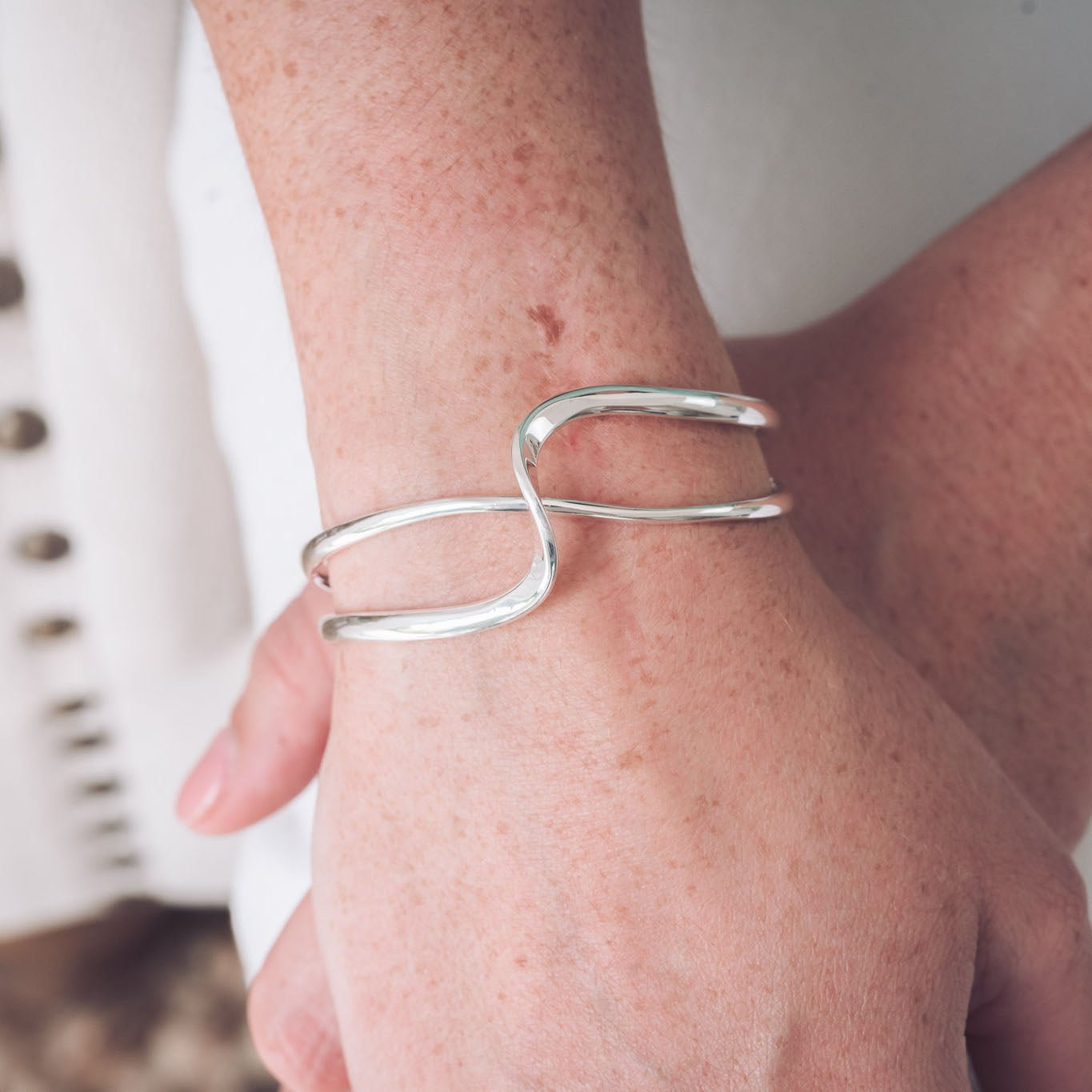 Nicola Silver Cuff Bangle - Bangles