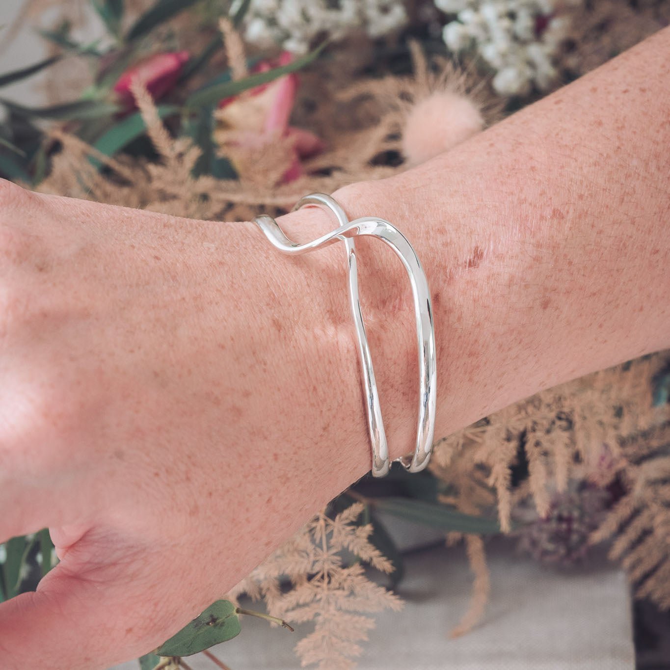 Nicola Silver Cuff Bangle - Bangles