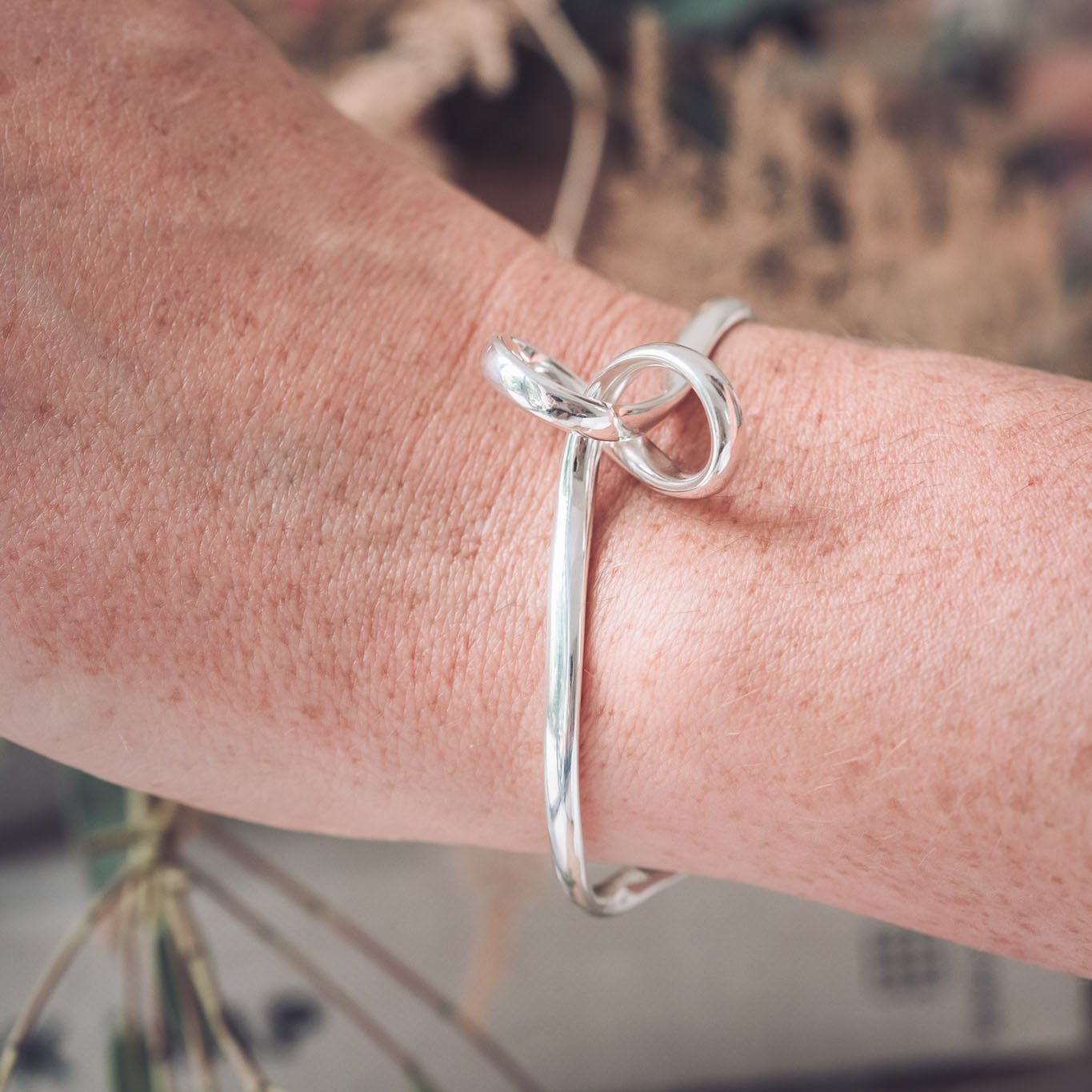 Open Knot Silver Cuff Bangle - Bangles