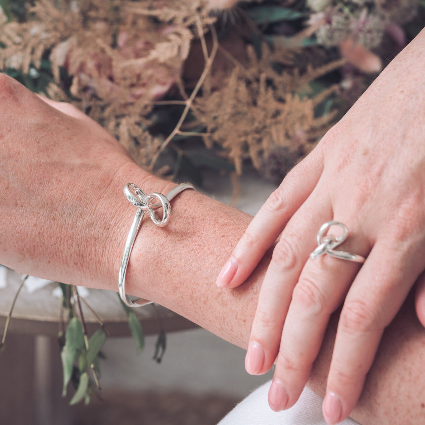 Open Knot Silver Cuff Bangle - Bangles